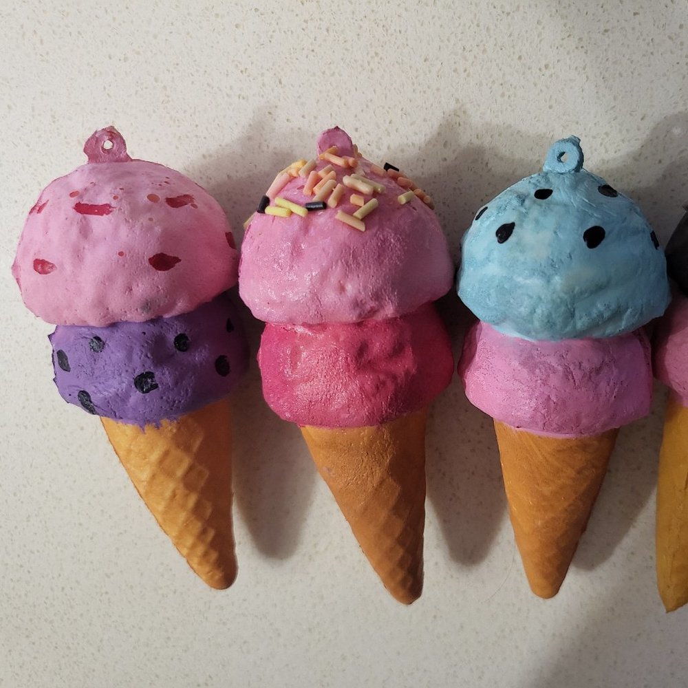 Ice cream cone with sprinkles and chocolate chips squishy toy cell phone strap